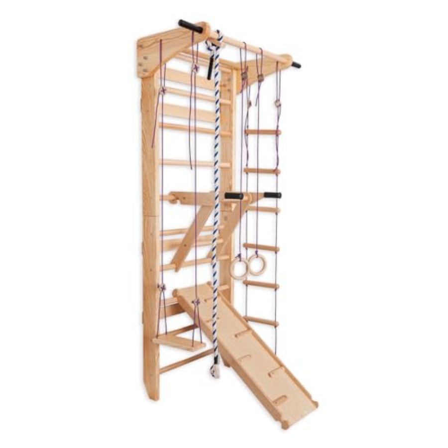 Gymnastic Rings Wooden - Swedish Ladder Wall Bars with Pull-Up