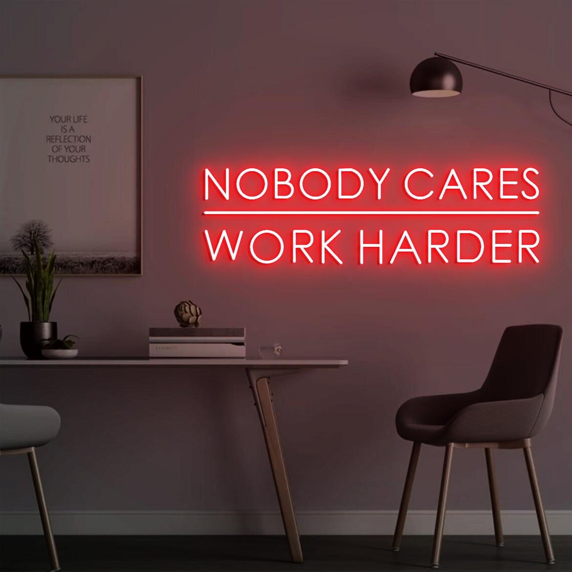 Nobody Cares Work Harder Neon  - Home Gym Design Ideas reseña y precio