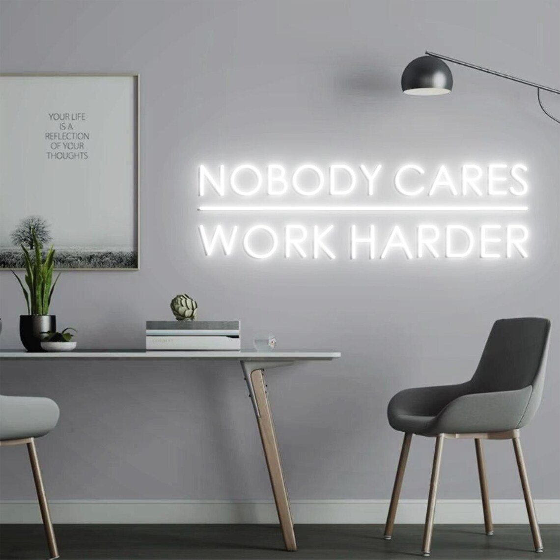 Nobody Cares Work Harder Neon  - Home Gym Design Ideas reseña y precio