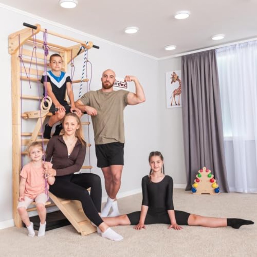 Swedish Ladder Wall Bars with  - Gymnastic Rings Wooden reseña y precio