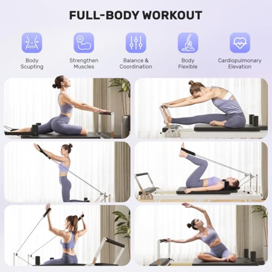 Foldable Pilates Reformer Mach - Leg Home Gym Workout reseña y precio