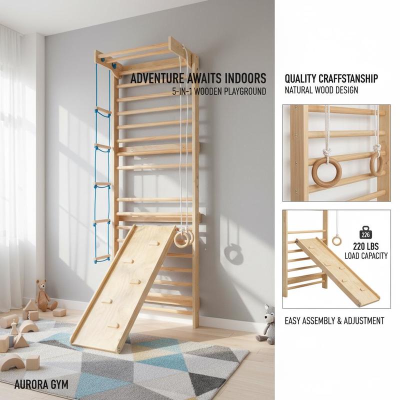 Wooden Stall Bars 31.5x23.6x86 - Gymnastic Rings Wooden reseña y precio