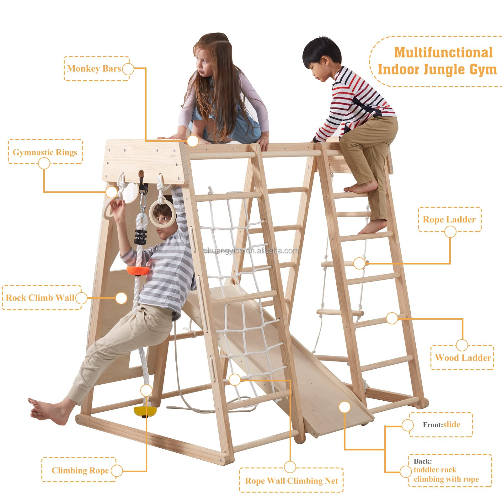 Indoor Playground Jungle Gym T - Gymnastic Rings Wooden reseña y precio