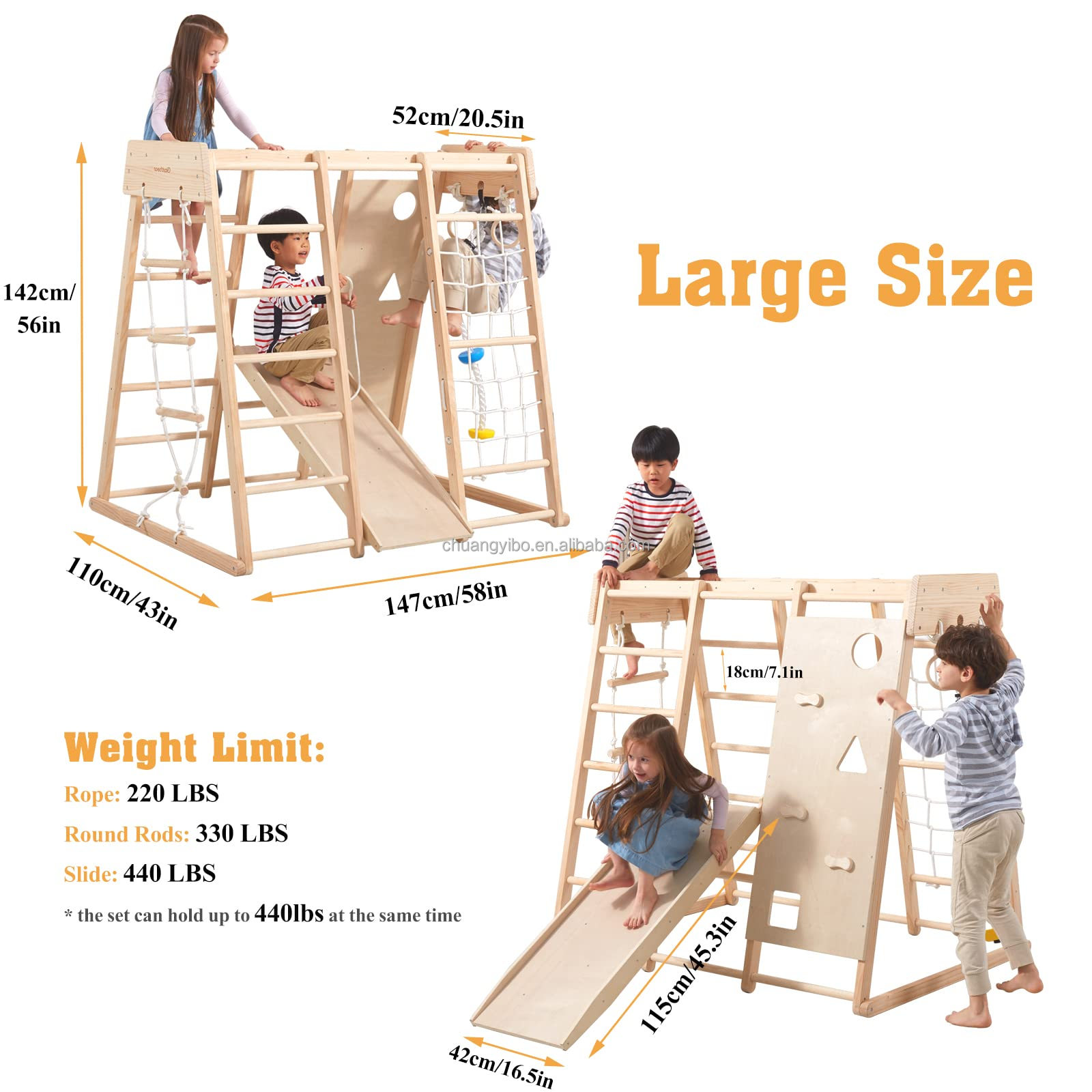 Indoor Playground Jungle Gym T - Gymnastic Rings Wooden reseña y precio