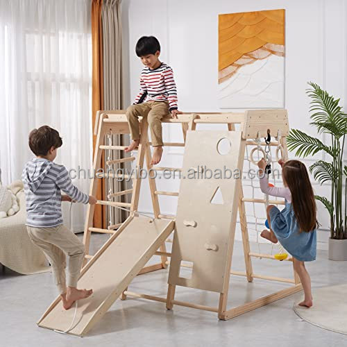 Indoor Playground Jungle Gym T - Gymnastic Rings Wooden reseña y precio