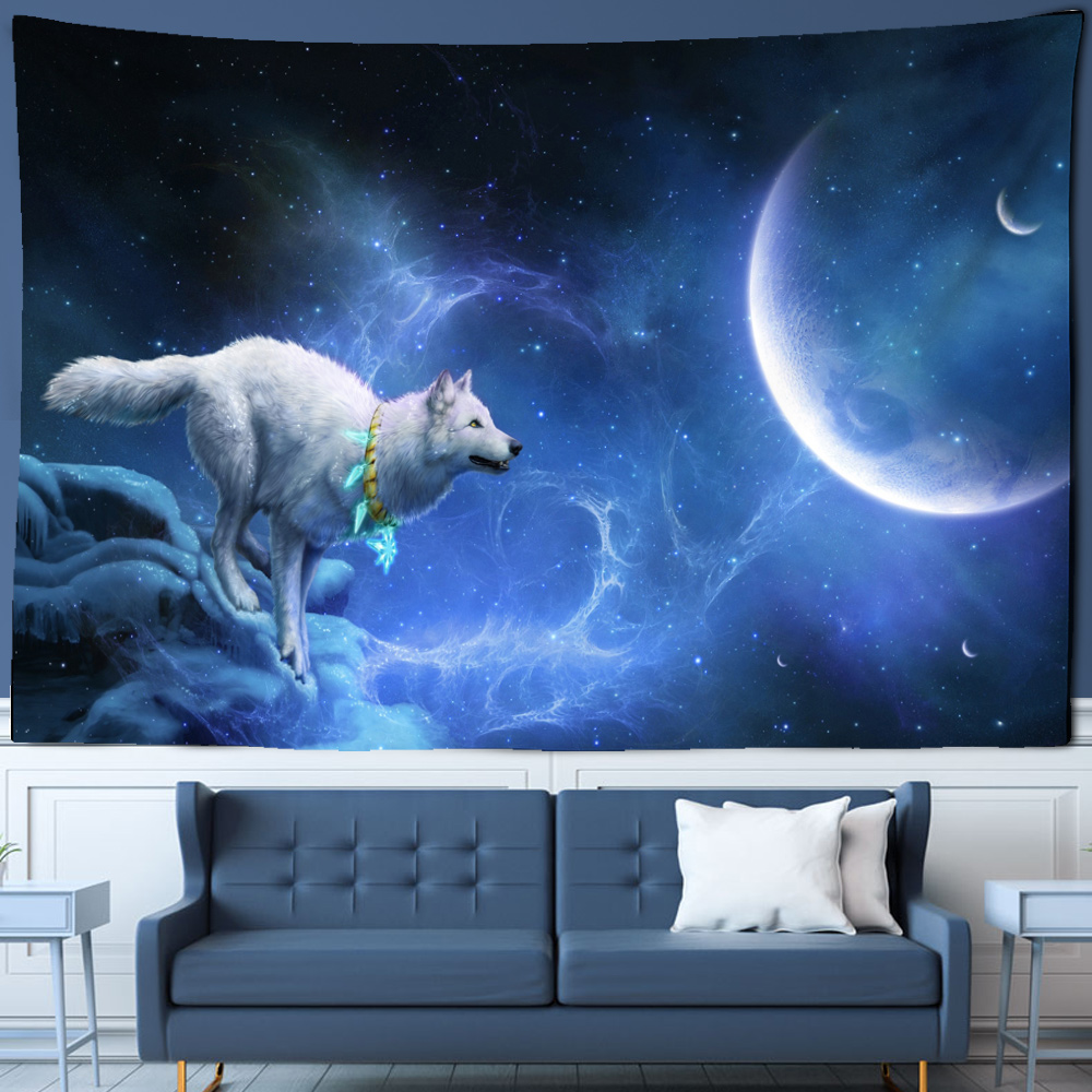 Fantasy wolf tapestry wall han - Home Gym Decor reseña y precio