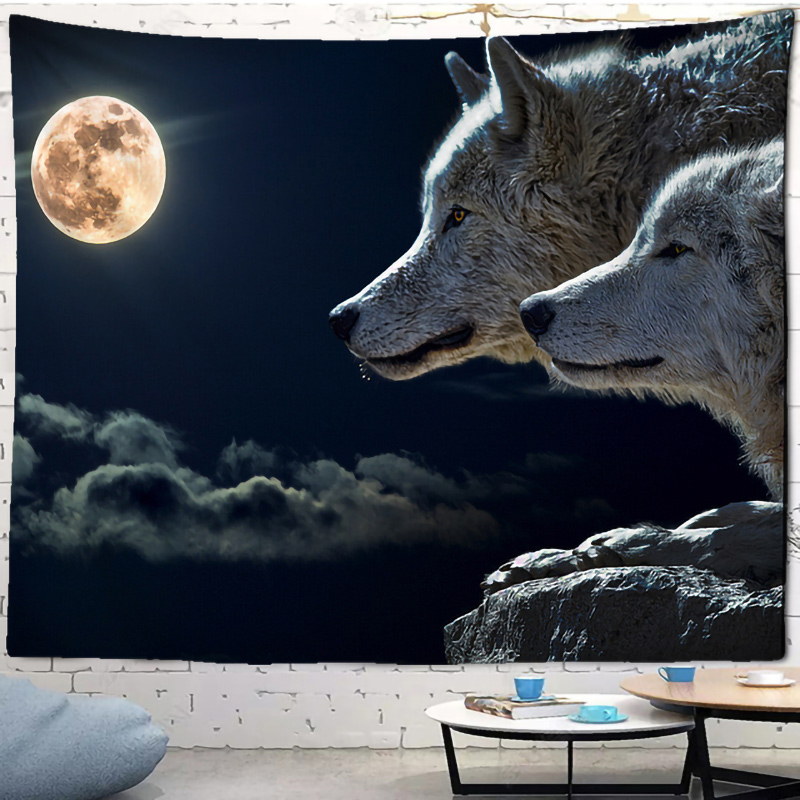 Fantasy wolf tapestry wall han - Home Gym Decor reseña y precio