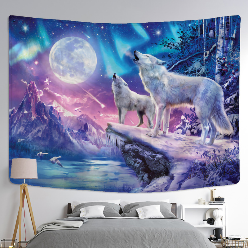 Fantasy wolf tapestry wall han - Home Gym Decor reseña y precio