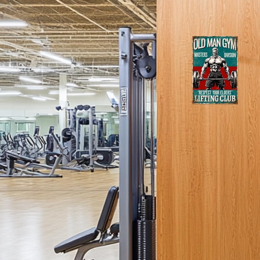 Vintage Old Man Gym Metal Tin  - Home Gym Decor reseña y precio