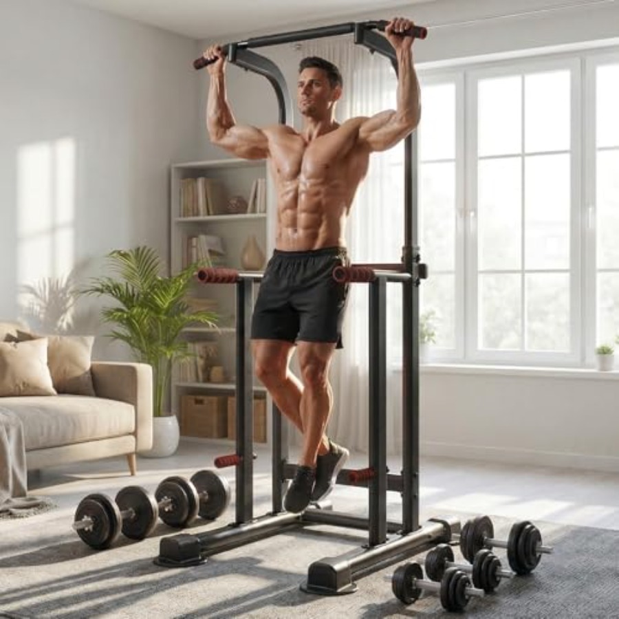 Home gym pull-up bar dip stati - Pull Up Bar Tower reseña y precio