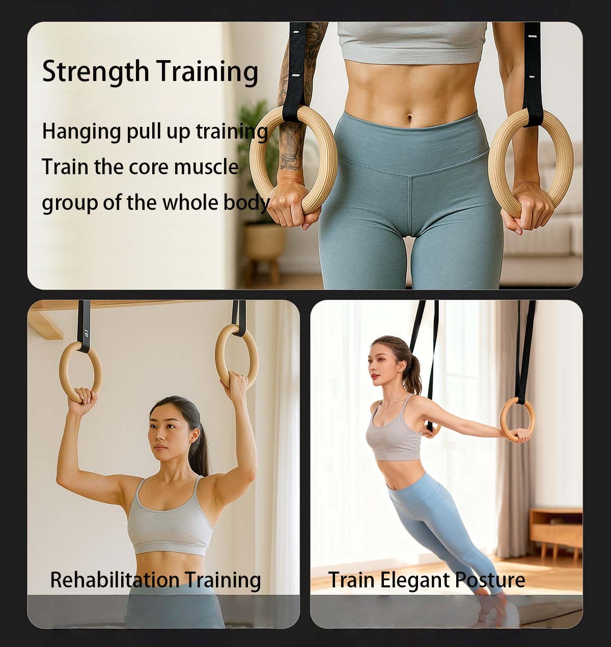 Adjustable Wood Gymnastics Rin - Gymnastic Rings Wooden reseña y precio
